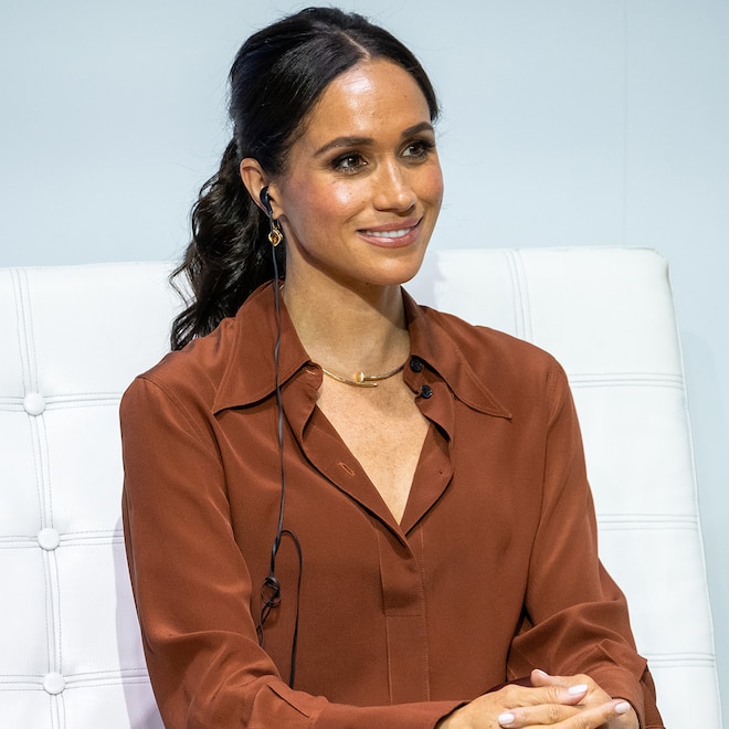 Meghan, Duchess of Sussex, during a forum about digital responsibility at EAN University during a visit around Colombia on August 15, 2024 in Bogota, Colombia.